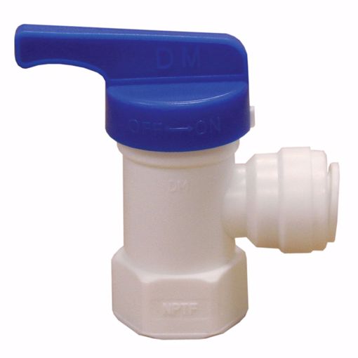 Picture of 1/4" Tube OD x 1/4" FIP Plastic Push On Angle Ball Valve