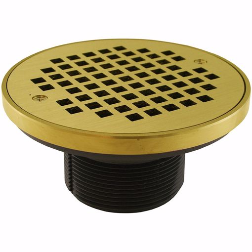Picture of 3" IPS PVC Spud with 6" Polished Brass Strainer with Ring