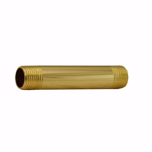 Picture of Polished Brass 3/8" x 4" Brass Nipple
