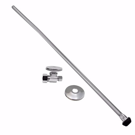 Picture of Chrome Plated 3/8" x 20" Closet Supply and 3/8" x 5/8" Straight Stop Kit