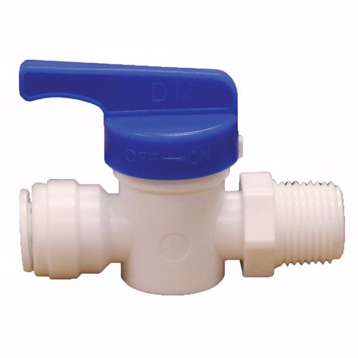 Picture of 1/4" Tube OD x 1/4" MIP Plastic Push On Straight Ball Valve