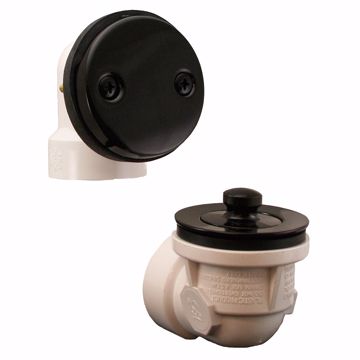 Picture of Black Two-Hole Lift and Turn Bath Waste Kit, Standard Half Kit, PVC