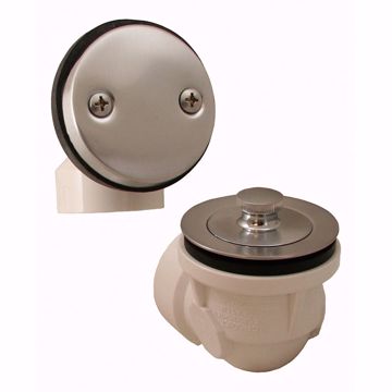 Picture of Brushed Stainless Two-Hole Lift and Turn Bath Waste Kit, Standard Half Kit, PVC