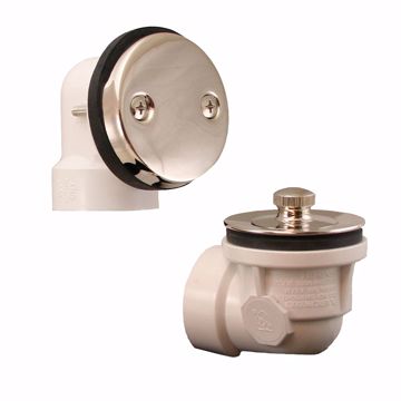 Picture of Polished Stainless Two-Hole Lift and Turn Bath Waste Kit, Standard Half Kit, PVC