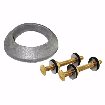 Picture of 5/16" x 3" Tank to Bowl Bolt Set with Gasket, Brass Plated Bolt and Hex Nut, 25 Pairs, Bagged