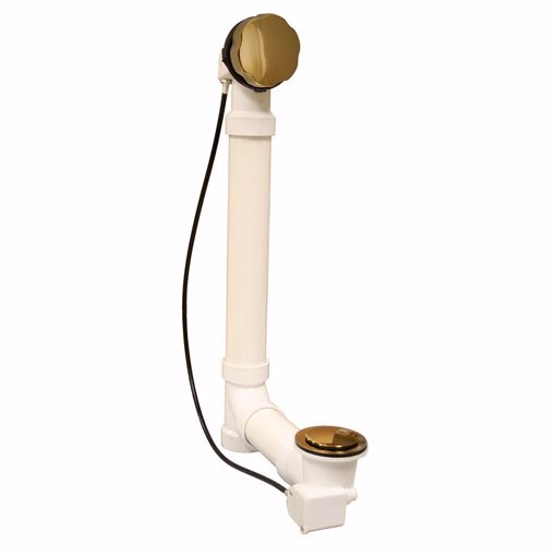Picture of Polished Brass 27" Cable Drive Toe Touch Bath Waste Kit, PVC