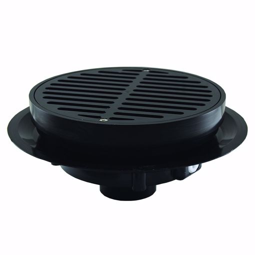 Picture of 6" Heavy Duty Traffic ABS Floor Drain with Full Plastic Grate and Ring and Plastic Debris Bucket