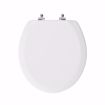 Picture of White Deluxe Molded Wood Toilet Seat, Closed Front with Cover, Chrome Hinges, Round