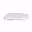 Picture of White Deluxe Molded Wood Toilet Seat, Closed Front with Cover, Chrome Hinges, Round