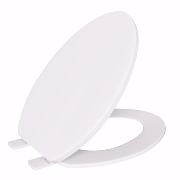 Picture of White Standard Plastic Toilet Seat, Closed Front with Cover, Elongated, Bulk Pack of 10