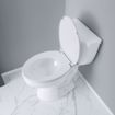 Picture of White Deluxe Plastic Toilet Seat, Closed Front with Cover, Elongated