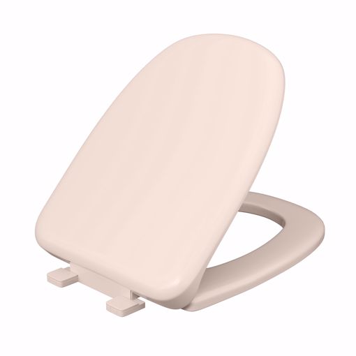Picture of Bone Square Front Plastic Toilet Seat, Closed Front with Cover to fit Eljer® Emblem, Slow-Close, Elongated
