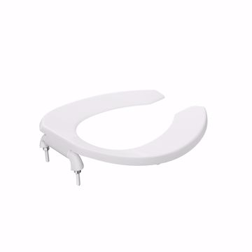 Picture of White Plastic Toilet Seat, Open Front less Cover, Check Hinges, Round