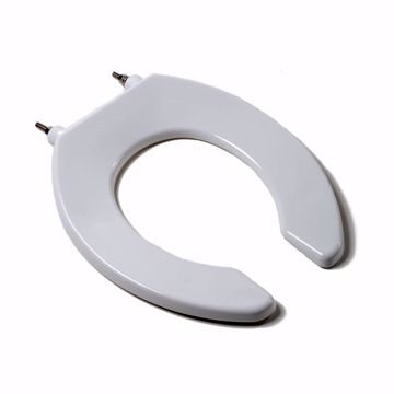 Picture of Commercial Deluxe Plastic Seat, White, Check Hinge, Round Open Front Less Cover