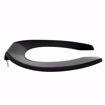 Picture of Black Plastic Toilet Seat, Open Front less Cover, Self-Sustaining Check Hinges, Elongated