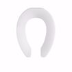 Picture of White Fire Retardant Plastic Toilet Seat, Open Front less Cover, Self-Sustaining Check Hinges, Elongated