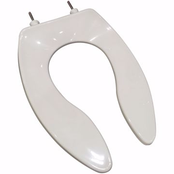 Picture of Heavy Duty Commercial Seat, White, Self-Sustaining Check Hinge, Elongated Open Front less Cover