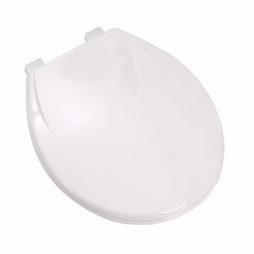 Picture of Slow-Close Standard Plastic Seat, White, Round Closed Front with Cover