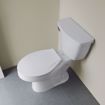 Picture of White Plastic Toilet Seat, Closed Front with Cover, Slow-Close Hinges, Elongated