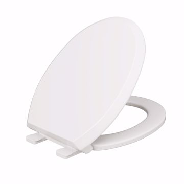 Picture of White Deluxe Plastic Toilet Seat, Closed Front with Cover, Slow-Close and QuicKlean® Hinges, Elongated