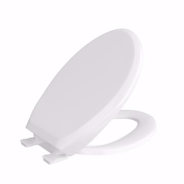Picture of White Premium Plastic Toilet Seat, Closed Front with Cover, QuicKlean® Hinges, Elongated