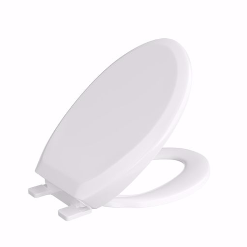 Picture of White Premium Fire Retardant Plastic Toilet Seat, Closed Front with Cover, Elongated