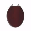 Picture of Mahogany Designer Wood Toilet Seat with Piano Finish, Closed Front with Cover, Brushed Nickel Hinges, Elongated