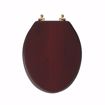Picture of Mahogany Designer Wood Toilet Seat with Piano Finish, Closed Front with Cover, Polished Brass Hinges, Elongated