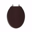 Picture of Dark Brown Designer Wood Toilet Seat with Piano Finish, Closed Front with Cover, Brushed Nickel Hinges, Elongated