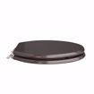 Picture of Dark Brown Designer Wood Toilet Seat with Piano Finish, Closed Front with Cover, Brushed Nickel Hinges, Elongated