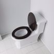 Picture of Walnut Designer Wood Toilet Seat with Piano Finish, Closed Front with Cover, Brushed Nickel Hinges, Elongated