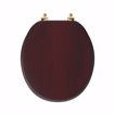 Picture of Mahogany Designer Wood Toilet Seat with Piano Finish, Closed Front with Cover, Polished Brass Hinges, Round