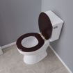 Picture of Mahogany Designer Wood Toilet Seat with Piano Finish, Closed Front with Cover, Polished Brass Hinges, Round