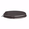 Picture of Dark Brown Designer Wood Toilet Seat with Piano Finish, Closed Front with Cover, Chrome Hinges, Round