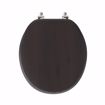 Picture of Walnut Designer Wood Toilet Seat with Piano Finish, Closed Front with Cover, Brushed Nickel Hinges, Round