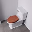 Picture of Cherry Designer Wood Toilet Seat, Closed Front with Cover, Brushed Nickel Hinges, Elongated