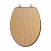 Picture of Natural Oak Designer Wood Toilet Seat, Closed Front with Cover, Brushed Nickel Hinges, Elongated