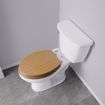 Picture of Natural Oak Designer Wood Toilet Seat, Closed Front with Cover, Brushed Nickel Hinges, Elongated