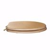 Picture of Natural Oak Designer Wood Toilet Seat, Closed Front with Cover, Polished Brass Hinges, Elongated