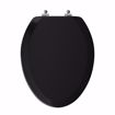 Picture of Black Deluxe Molded Wood Toilet Seat, Closed Front with Cover, Chrome Hinges, Elongated