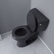 Picture of Black Deluxe Molded Wood Toilet Seat, Closed Front with Cover, Round