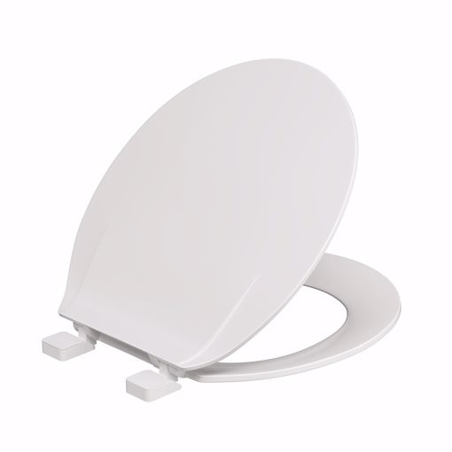 Picture of White Plastic Toilet Seat, Closed Front with Cover, Round