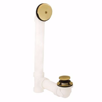 Picture of Polished Brass One-Hole Toe Touch Bath Waste Kit, Standard Full Kit, White Plastic