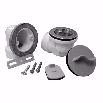 Picture of Chrome Plated Two-Hole Rough-In Bath Waste Kit with Friction Lift Drain and Test Kit, PVC