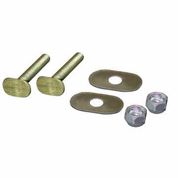 Picture of 50 Pairs of 1/4" x 2-1/4" Brass Plated Closet Bolts with Zinc Plated Oval Washers and Acorn Nuts, Bagged in Pairs