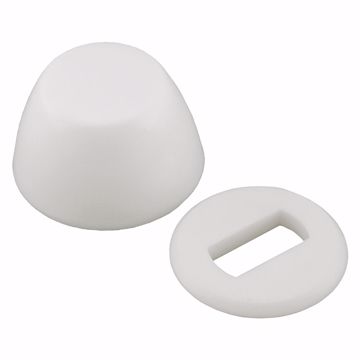 Picture of 50 Pairs of White Round Closet Bolt Caps with Washer, Bagged in Pairs