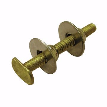 Picture of Elite 50 Pair Pack of 1/4" x 3-1/2" Solid Brass Closet Bolts with 4 Round Washers and 4 Acorn Nuts, Bagged in Pairs