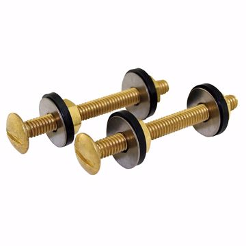 Picture of 5/16" x 3" Tank to Bowl Bolt Set with Brass Plated Bolt and Hex Nut, 50 Pairs, Bagged