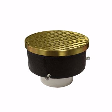 Picture of 4" Adjustable PVC Cleanout for Plastic Pipe with 6-1/2" Polished Brass Cover with Ring - Height 5-3/8" - 6-1/2"