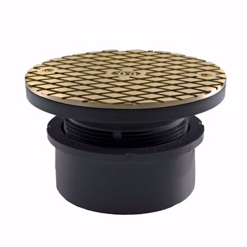 Picture of 4" Hub Fit Base Cleanout with 3-1/2" Plastic Spuds 6" Nickel Bronze Round Cover PVC